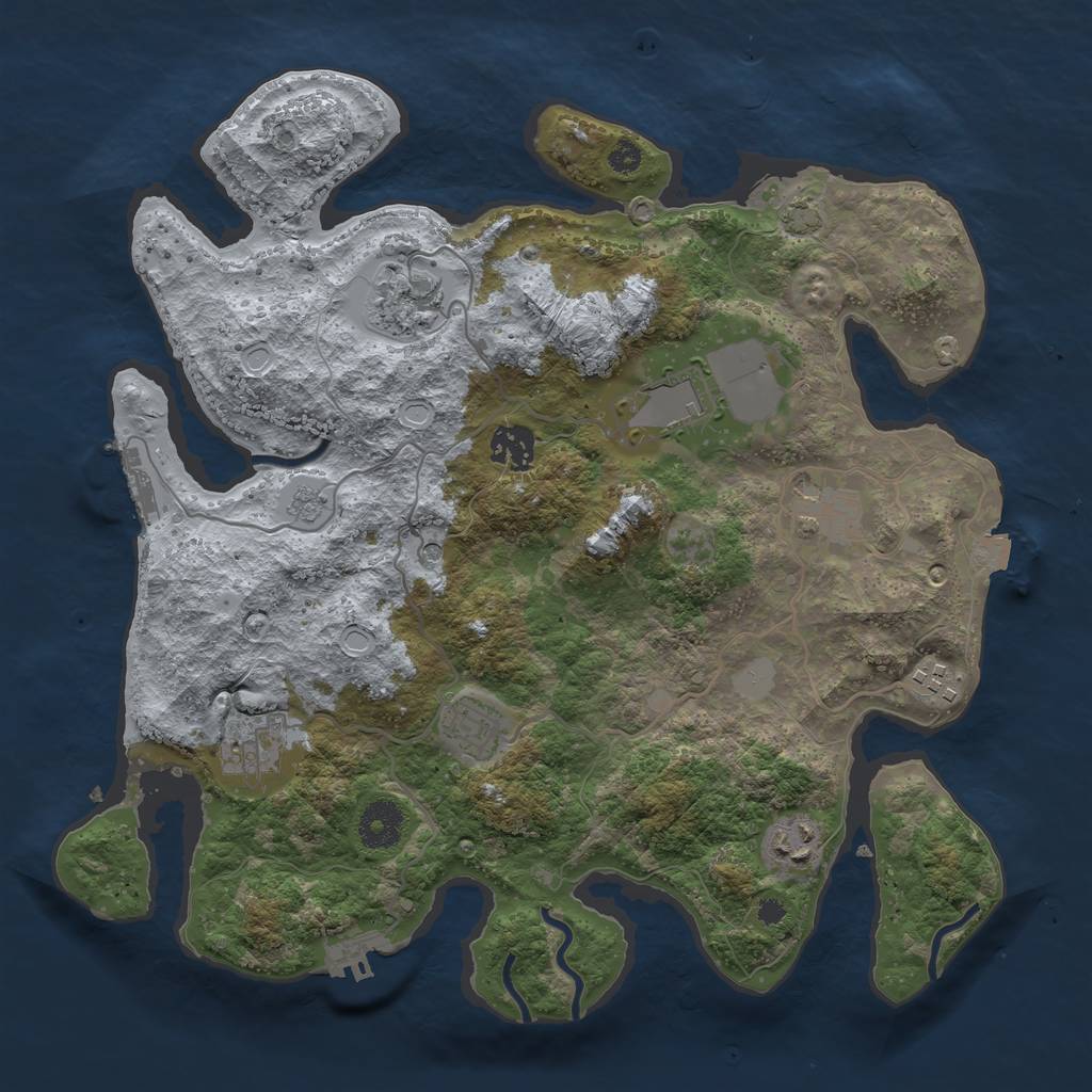 Rust Map: Procedural Map, Size: 3500, Seed: 235061042, 16 Monuments