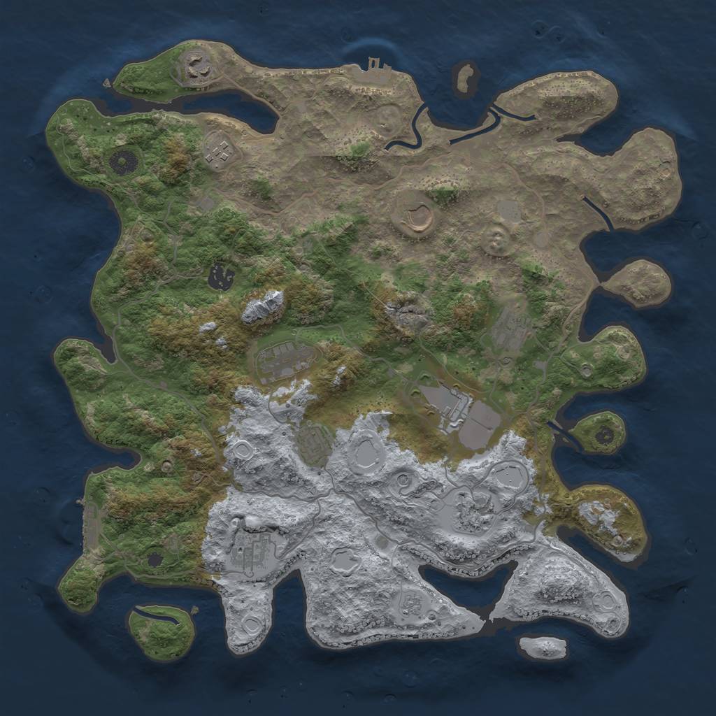 Rust Map: Procedural Map, Size: 4000, Seed: 873735653, 17 Monuments