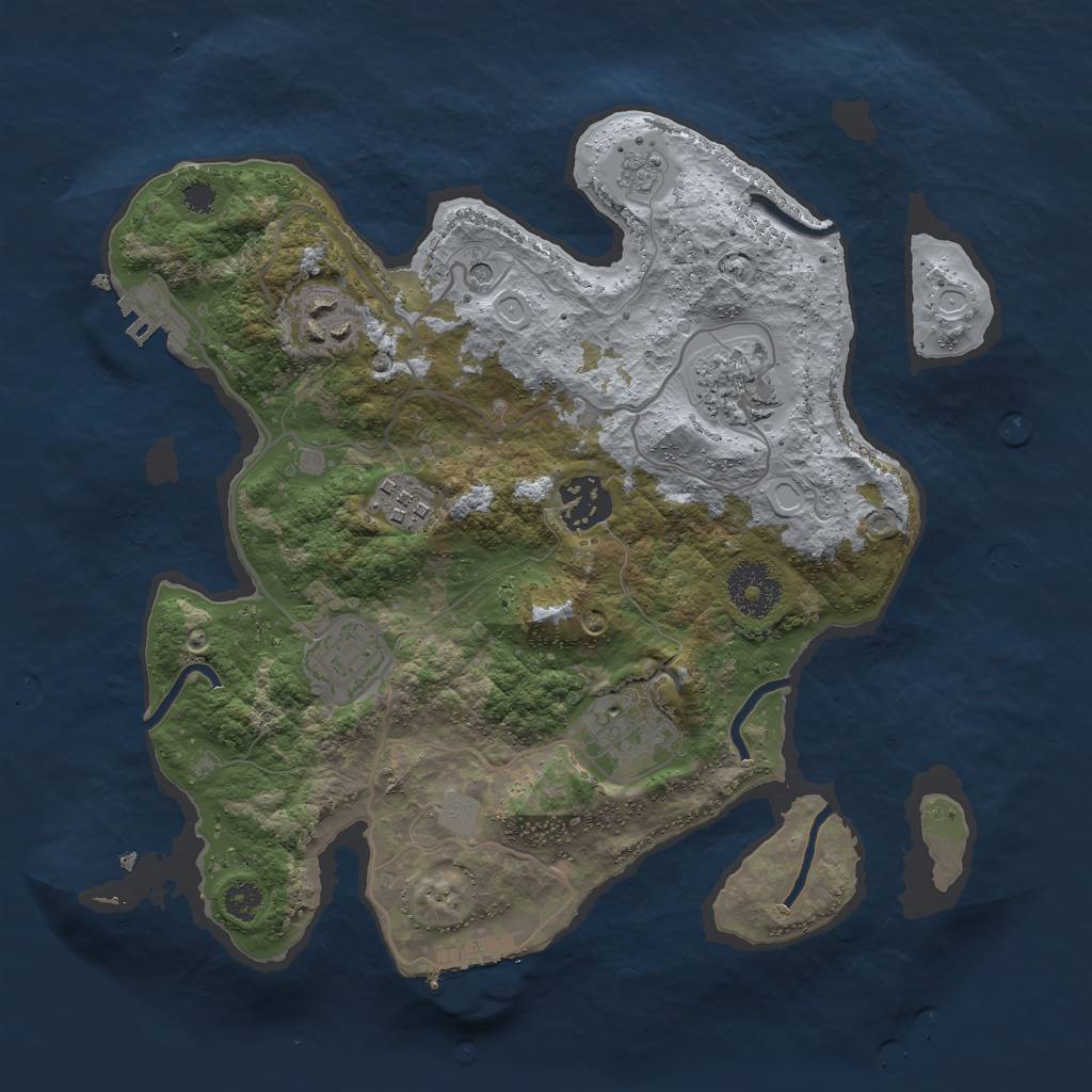 Rust Map: Procedural Map, Size: 3000, Seed: 1044834438, 13 Monuments