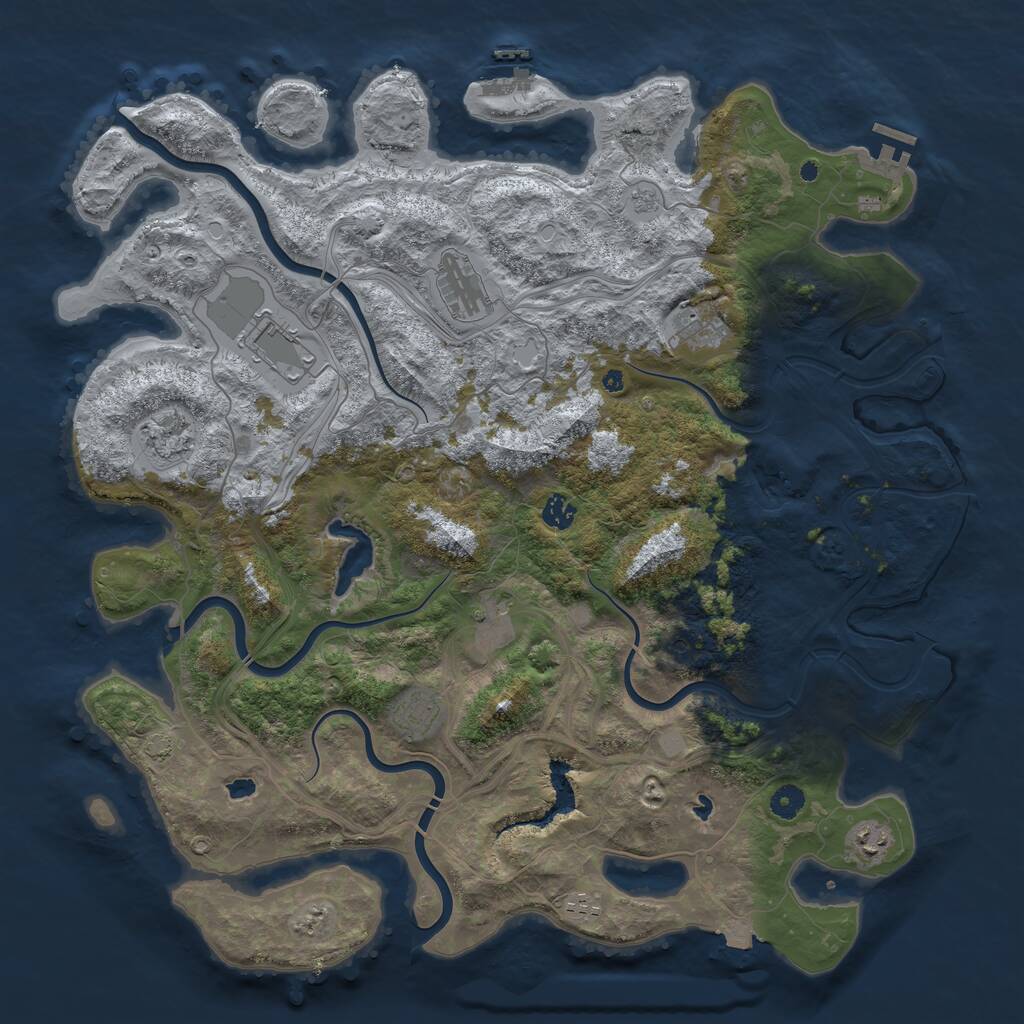 Rust Map: Procedural Map, Size: 4600, Seed: 1280531931, 15 Monuments