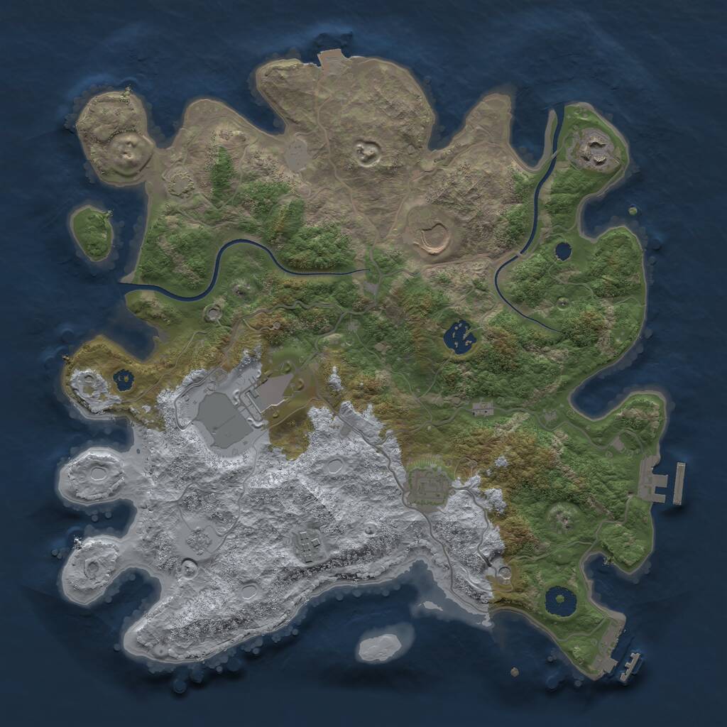 Rust Map: Procedural Map, Size: 3500, Seed: 1455713455, 12 Monuments
