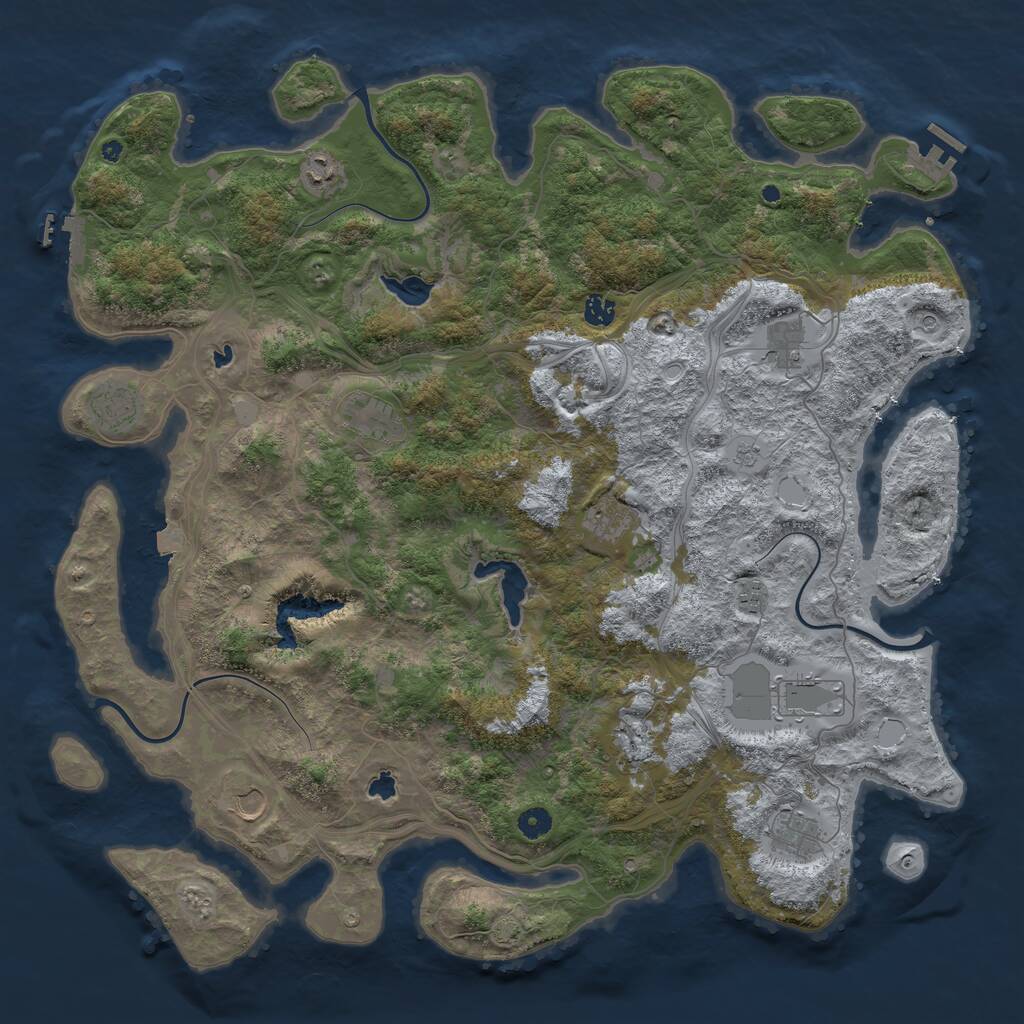Rust Map: Procedural Map, Size: 4800, Seed: 1203644481, 17 Monuments