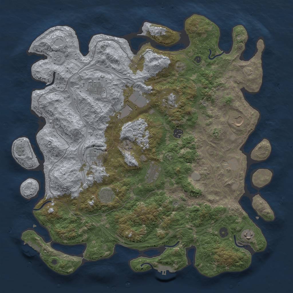 Rust Map: Procedural Map, Size: 4500, Seed: 392072655, 19 Monuments