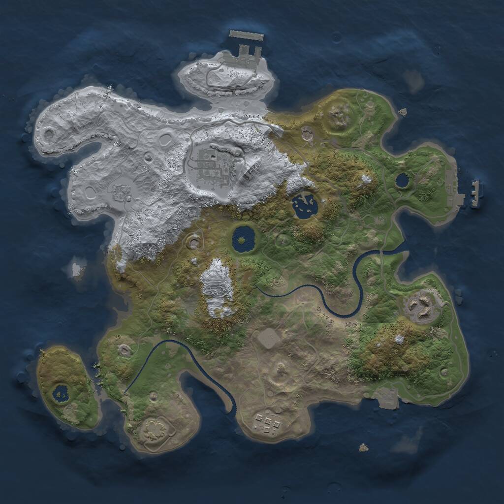 Rust Map: Procedural Map, Size: 3000, Seed: 46475, 10 Monuments