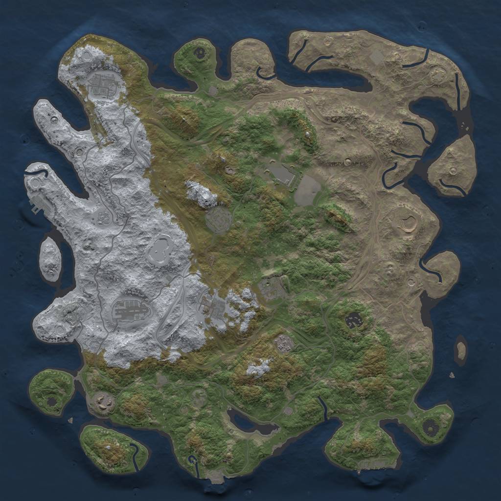 Rust Map: Procedural Map, Size: 4500, Seed: 1636478394, 18 Monuments