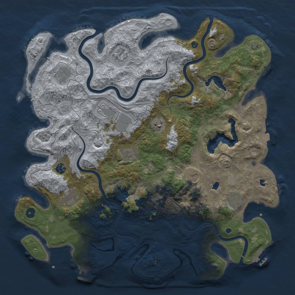 Rust Map: Procedural Map, Size: 4500, Seed: 1412, 16 Monuments