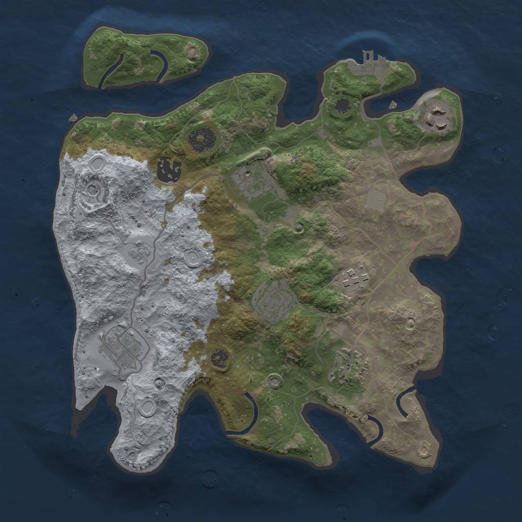 Rust Map: Procedural Map, Size: 3000, Seed: 1164479468, 13 Monuments