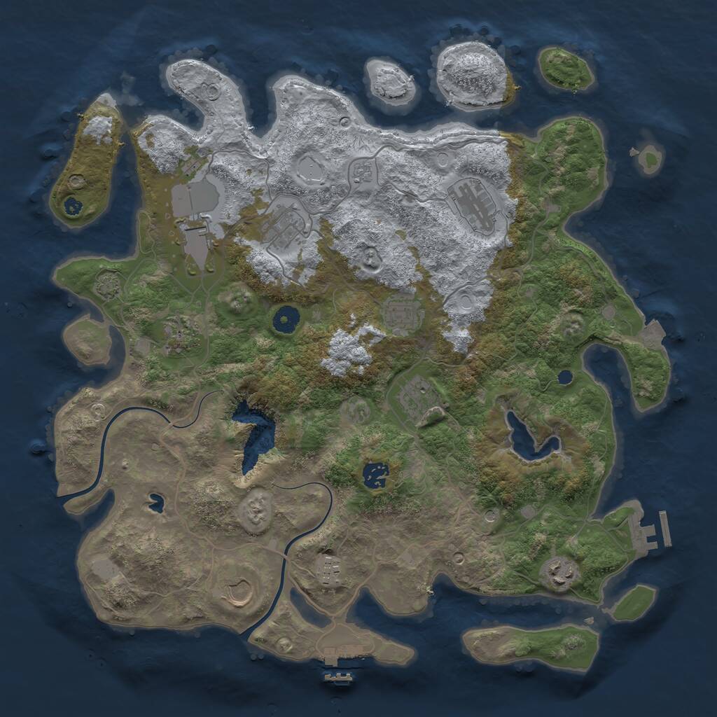 Rust Map: Procedural Map, Size: 4000, Seed: 43215, 16 Monuments