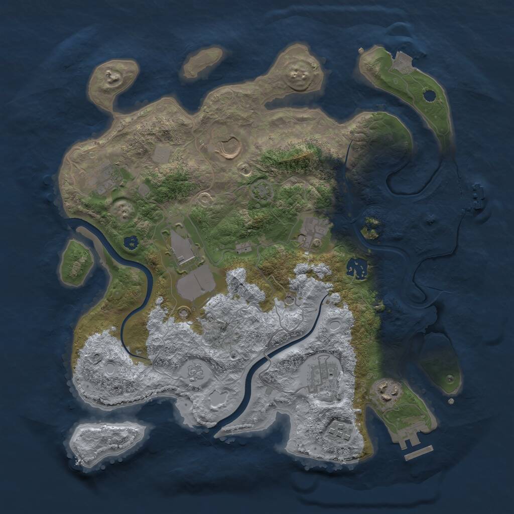 Rust Map: Procedural Map, Size: 3500, Seed: 5911788, 14 Monuments
