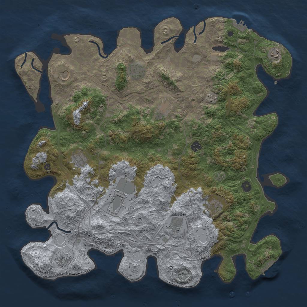 Rust Map: Procedural Map, Size: 4500, Seed: 1053064536, 18 Monuments