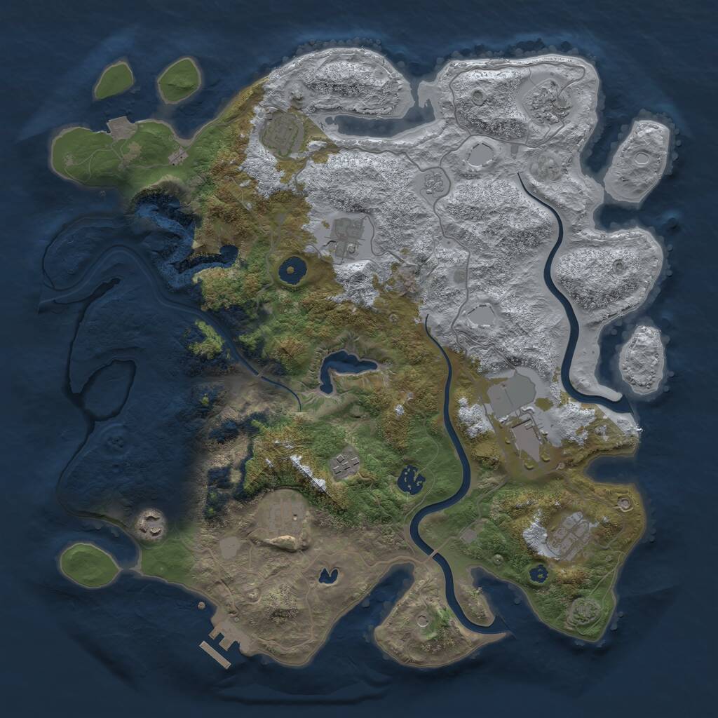 Rust Map: Procedural Map, Size: 4000, Seed: 9101, 14 Monuments