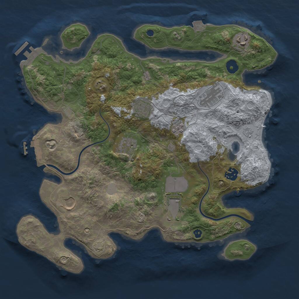 Rust Map: Procedural Map, Size: 3500, Seed: 1456902672, 13 Monuments