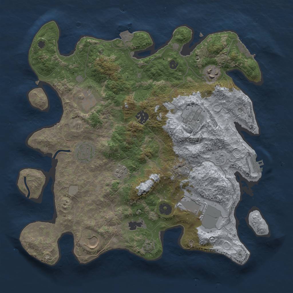 Rust Map: Procedural Map, Size: 3500, Seed: 629082497, 16 Monuments