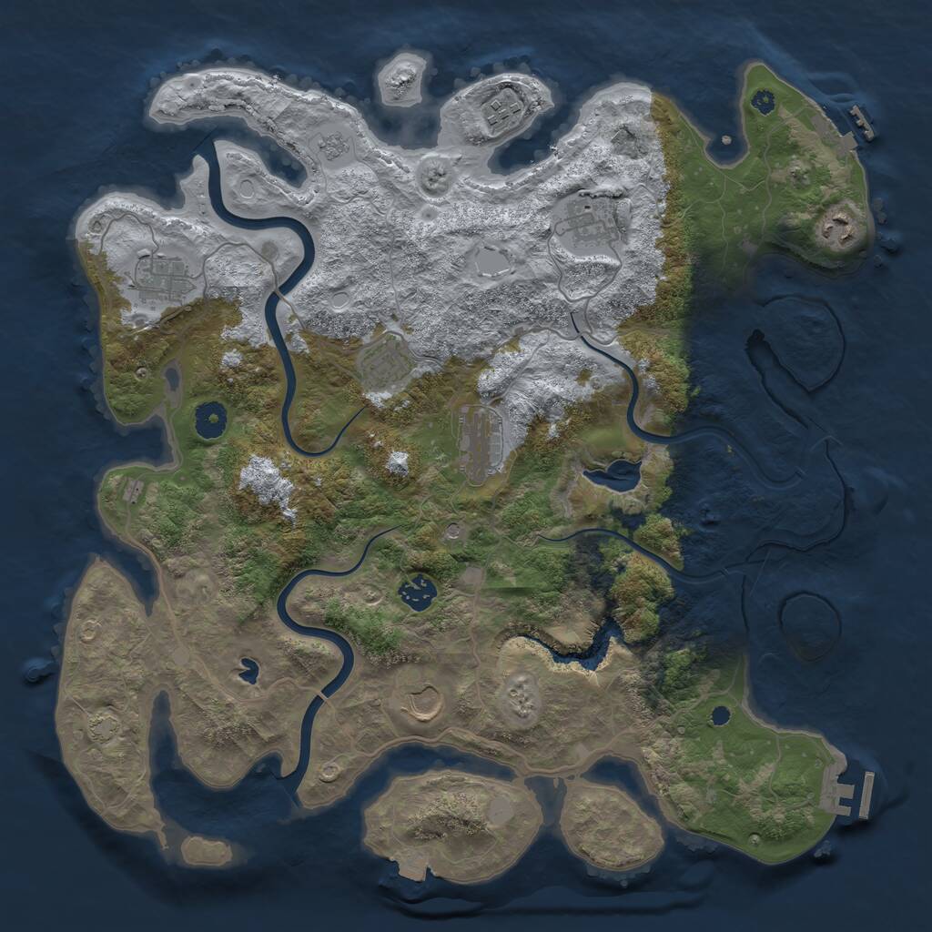 Rust Map: Procedural Map, Size: 4000, Seed: 77117744, 14 Monuments