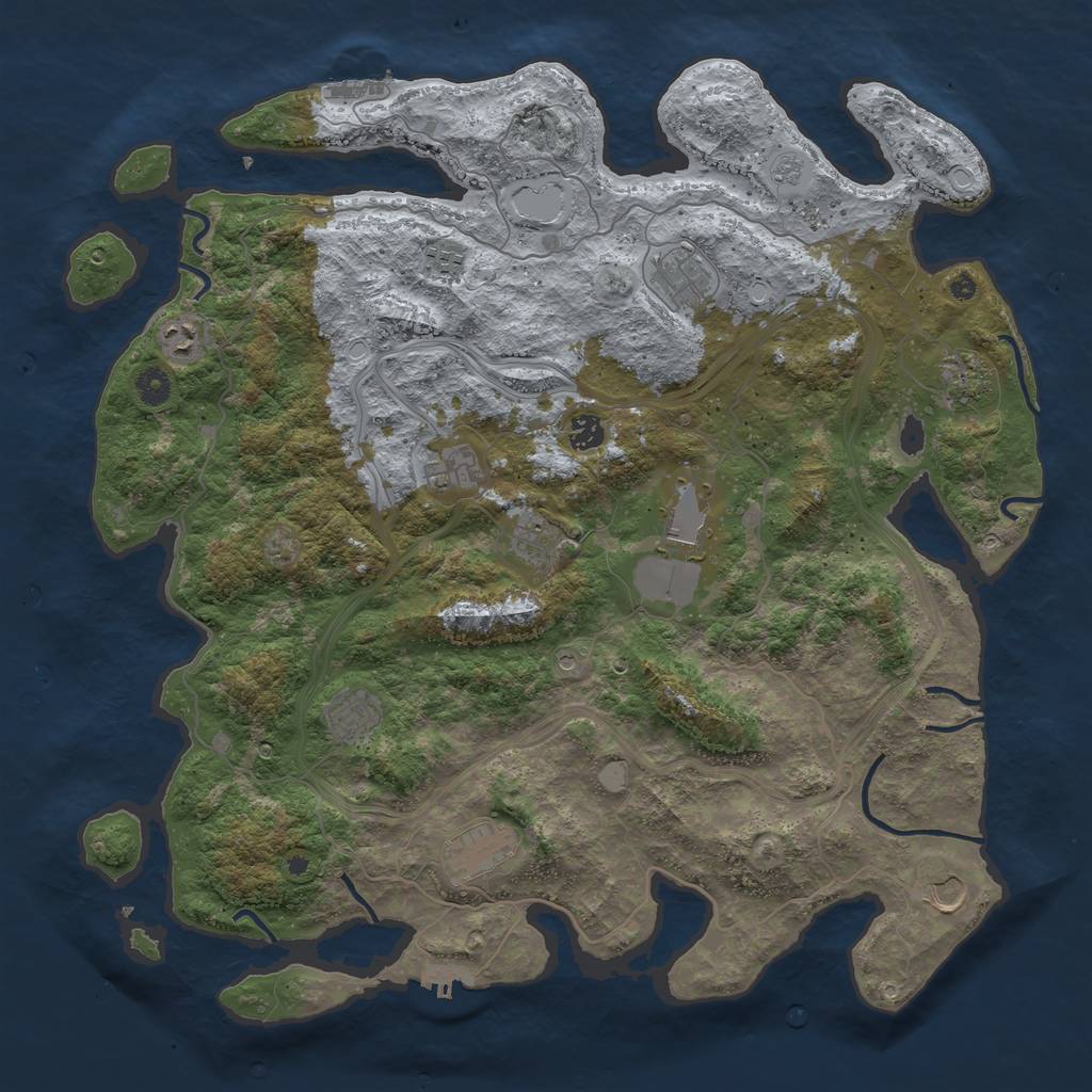 Rust Map: Procedural Map, Size: 4500, Seed: 2045532491, 18 Monuments