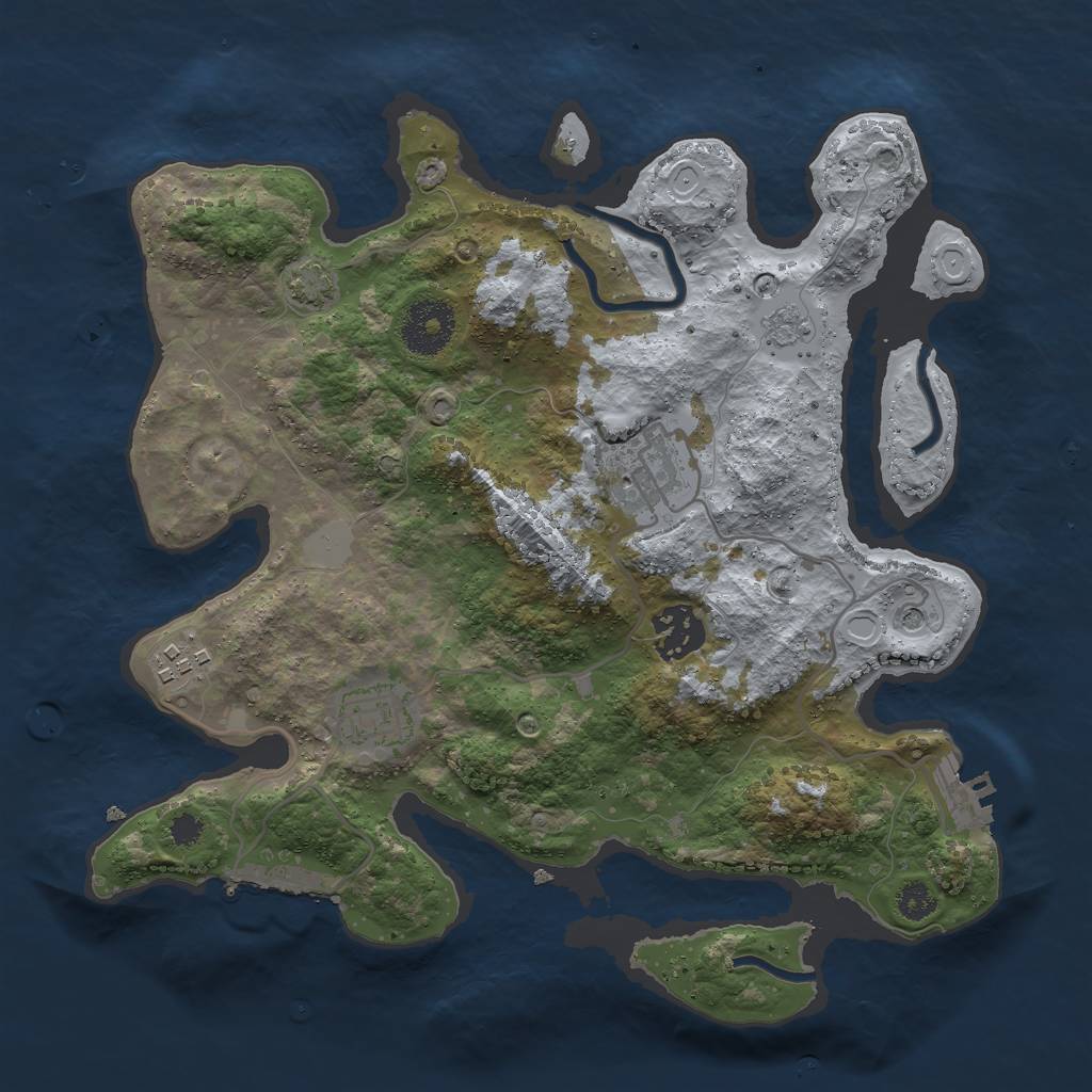 Rust Map: Procedural Map, Size: 3000, Seed: 1276041980, 12 Monuments