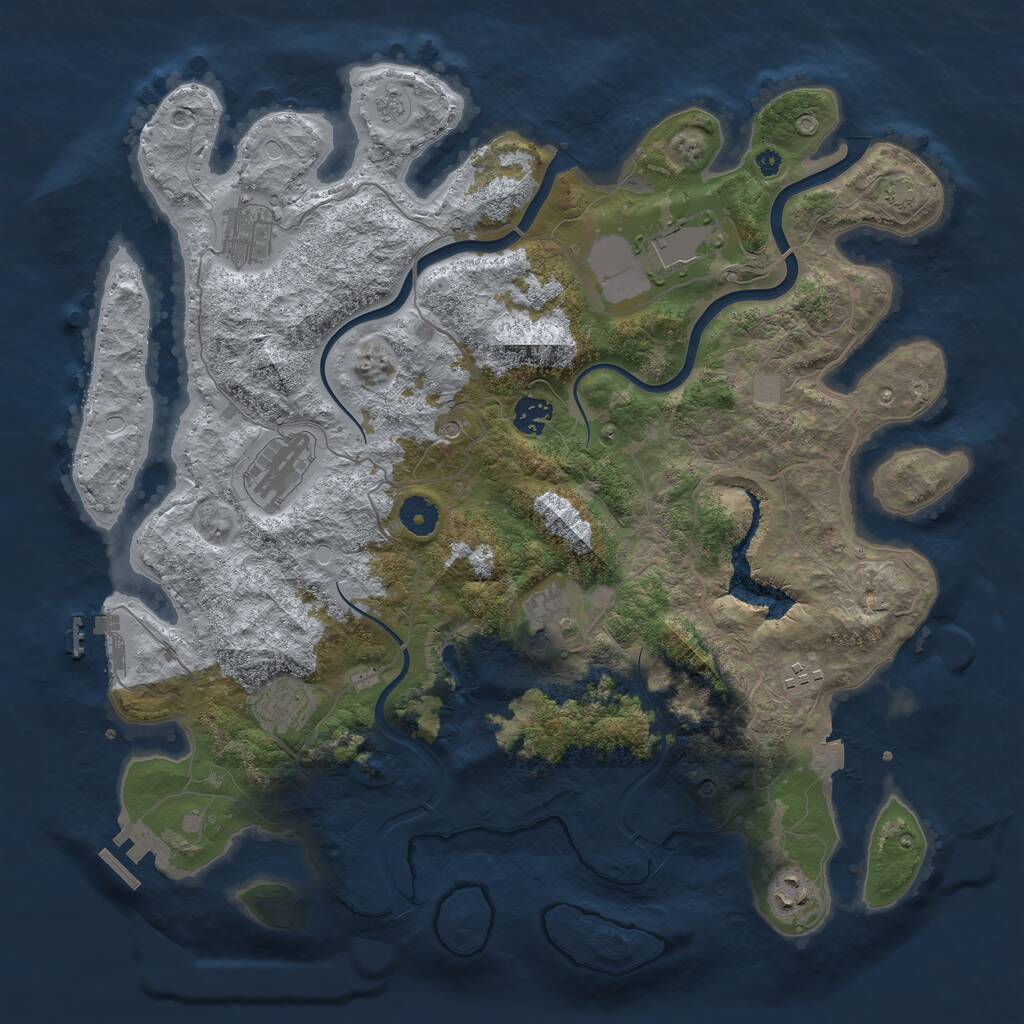 Rust Map: Procedural Map, Size: 4000, Seed: 89898, 14 Monuments