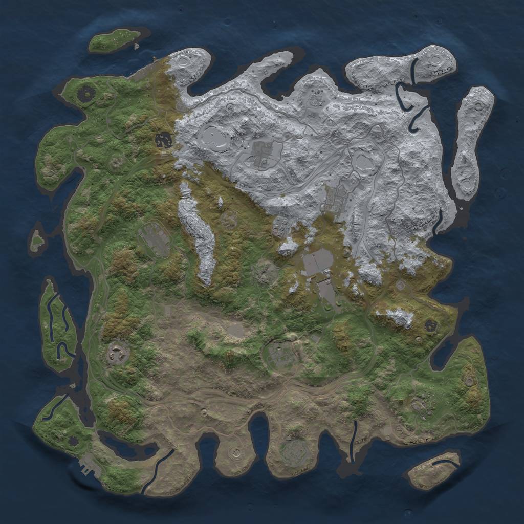 Rust Map: Procedural Map, Size: 4500, Seed: 1644007021, 17 Monuments