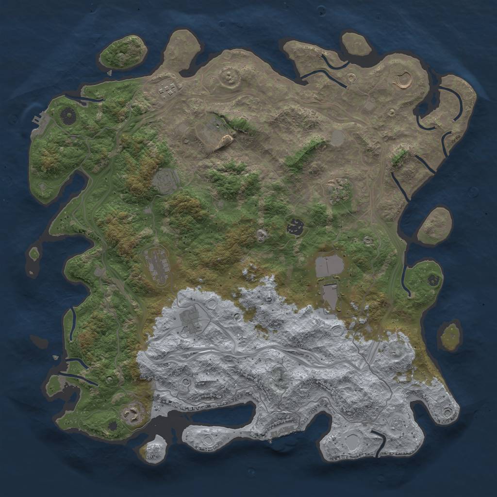 Rust Map: Procedural Map, Size: 4500, Seed: 30076189, 19 Monuments