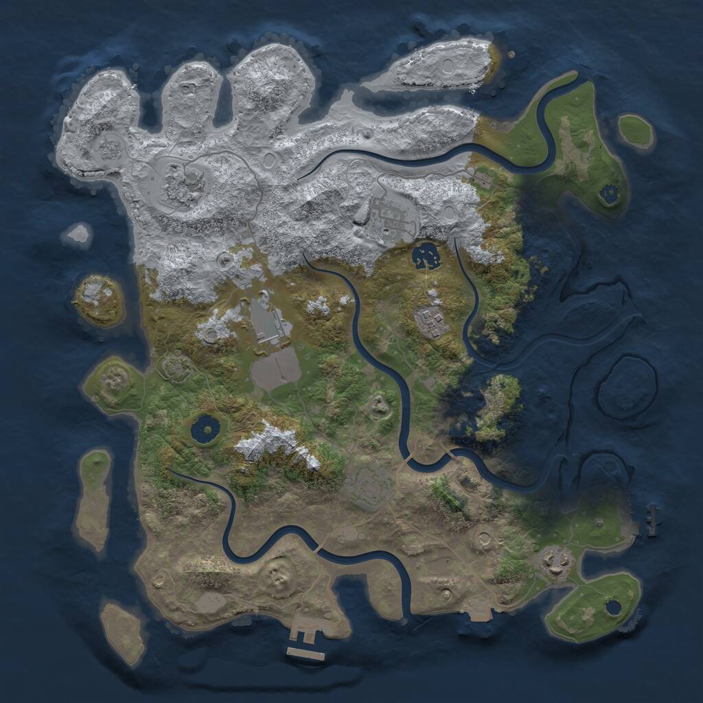 Rust Map: Procedural Map, Size: 3750, Seed: 50123, 13 Monuments