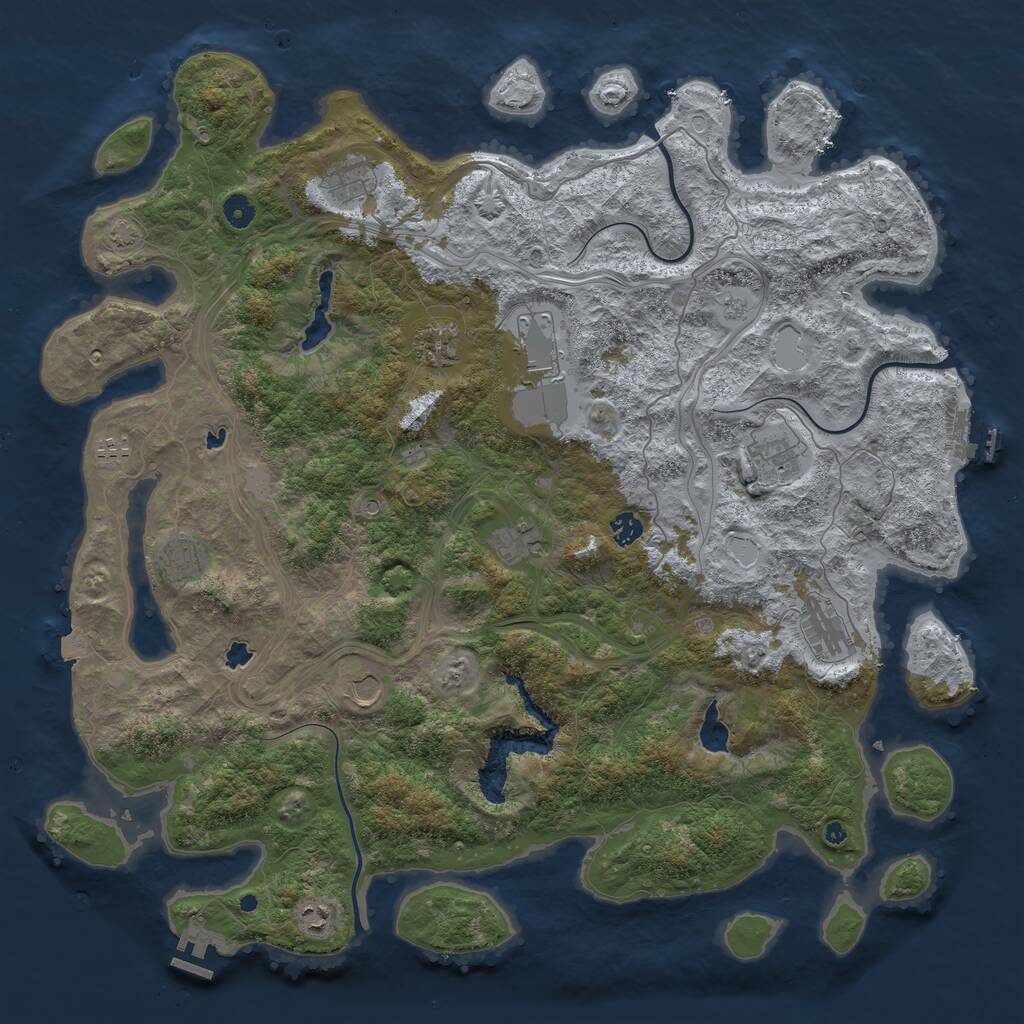 Rust Map: Procedural Map, Size: 4800, Seed: 383725180, 17 Monuments