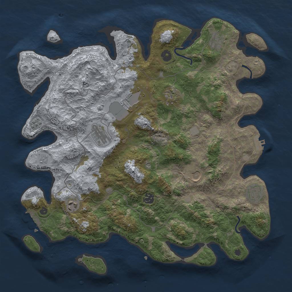 Rust Map: Procedural Map, Size: 4000, Seed: 636364, 18 Monuments