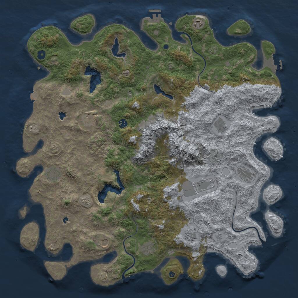 Rust Map: Procedural Map, Size: 5000, Seed: 9845, 17 Monuments