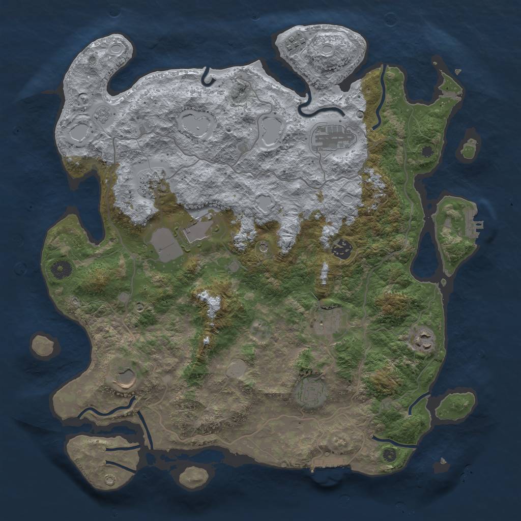Rust Map: Procedural Map, Size: 4000, Seed: 2114830401, 18 Monuments