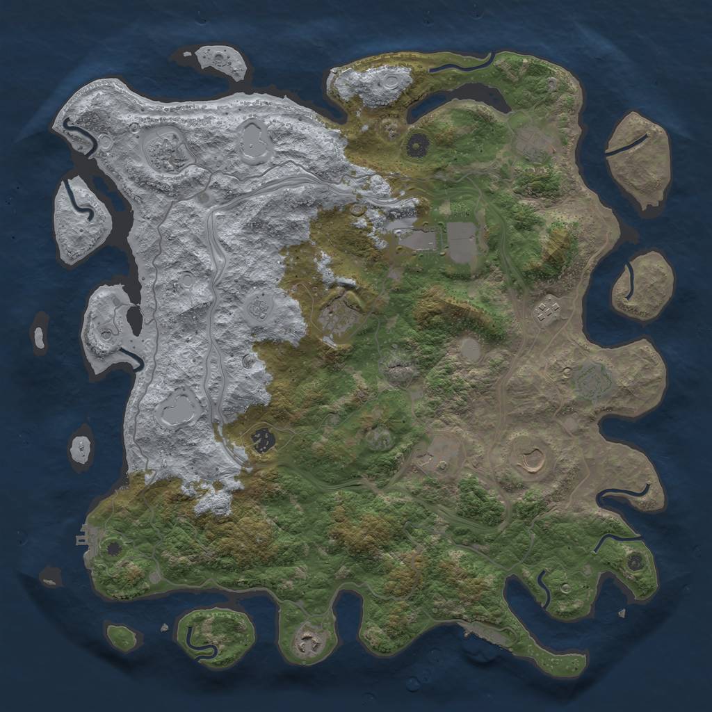 Rust Map: Procedural Map, Size: 4500, Seed: 732323, 19 Monuments