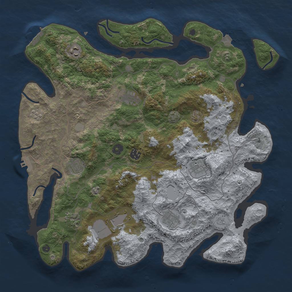 Rust Map: Procedural Map, Size: 4000, Seed: 3589837, 17 Monuments
