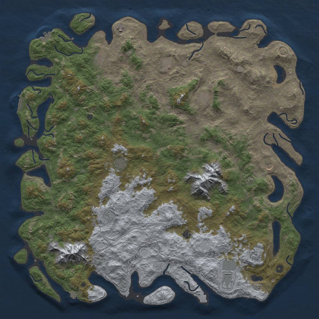 Rust Map: Procedural Map, Size: 6000, Seed: 8845, 19 Monuments