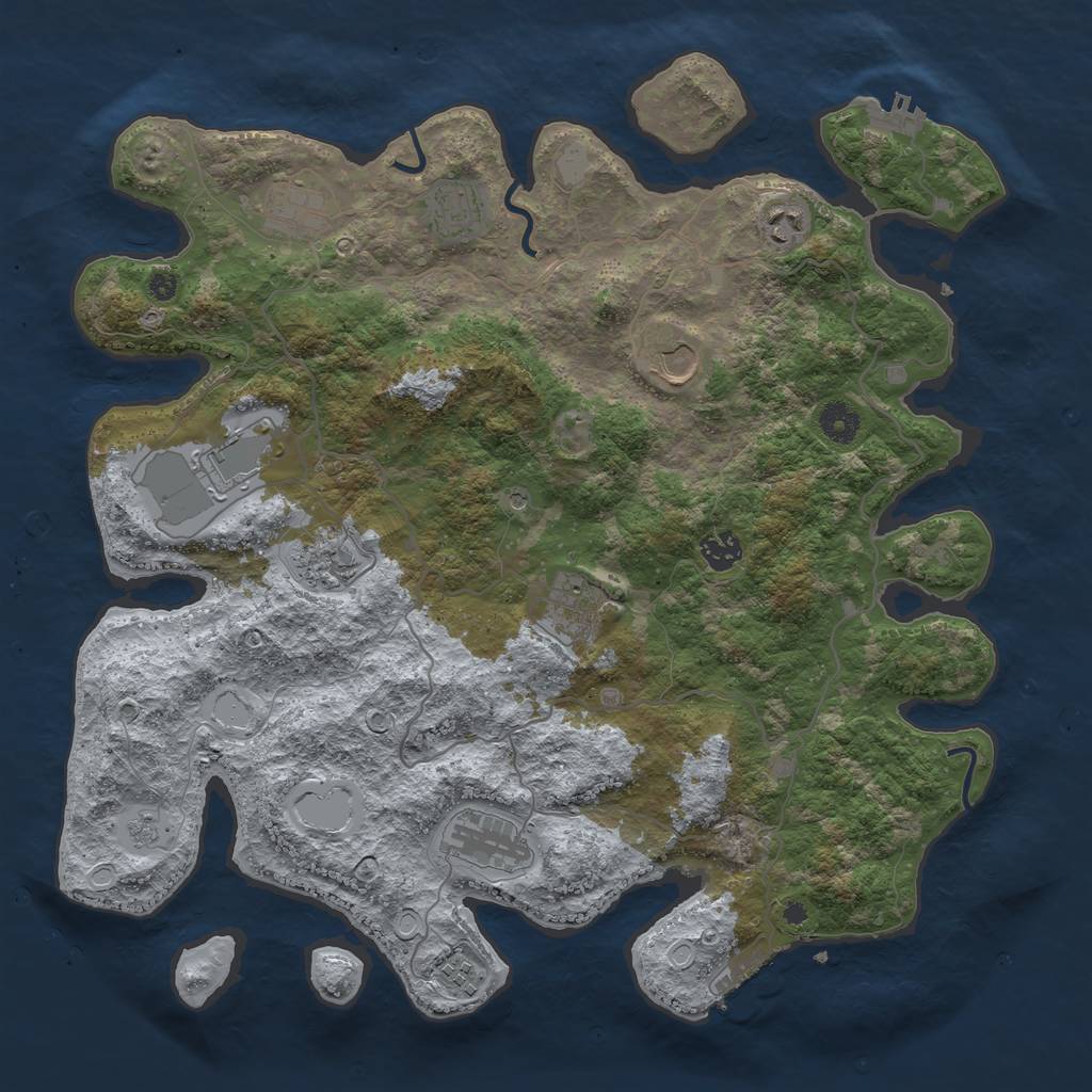Rust Map: Procedural Map, Size: 4050, Seed: 468423072, 17 Monuments