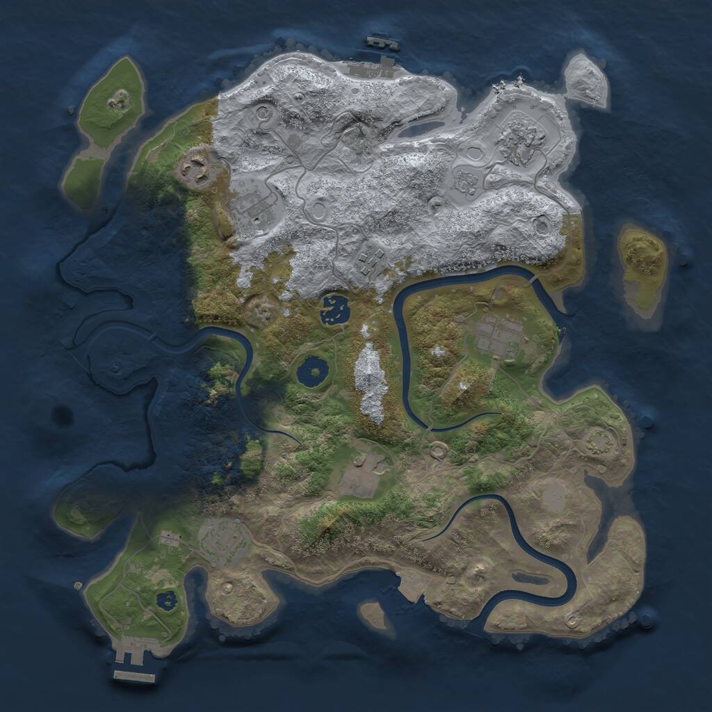 Rust Map: Procedural Map, Size: 3500, Seed: 46705334, 14 Monuments
