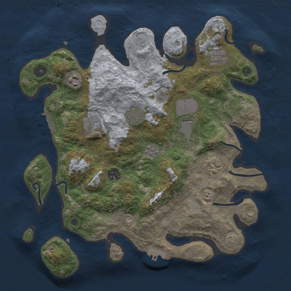 Rust Map: Procedural Map, Size: 3500, Seed: 1213678372, 16 Monuments