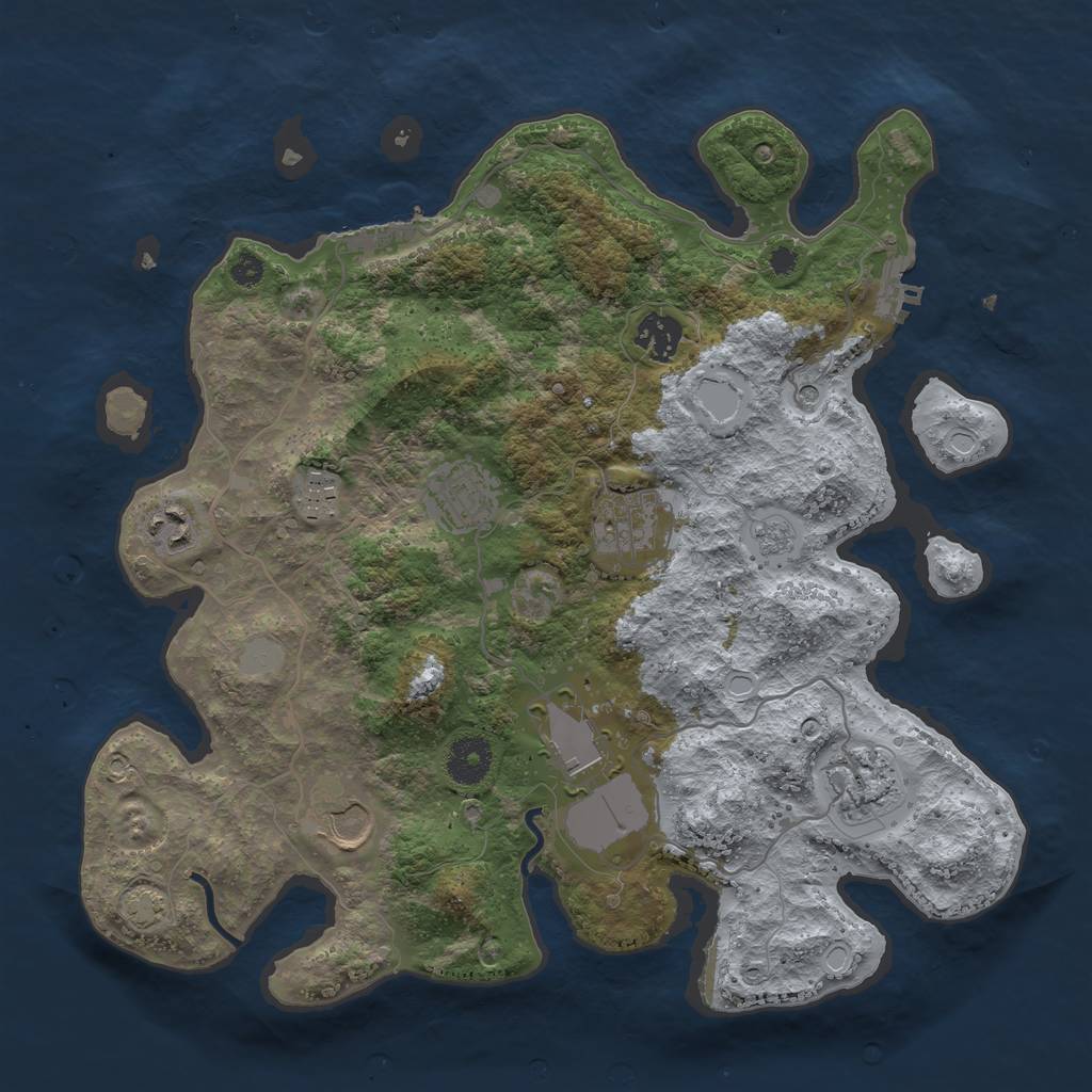 Rust Map: Procedural Map, Size: 3500, Seed: 1798818320, 16 Monuments