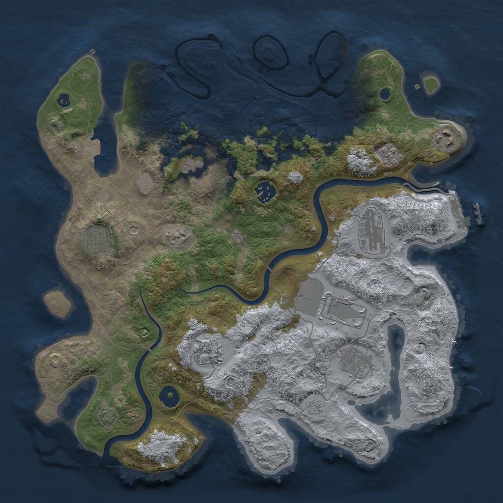 Rust Map: Procedural Map, Size: 3700, Seed: 1584010718, 14 Monuments