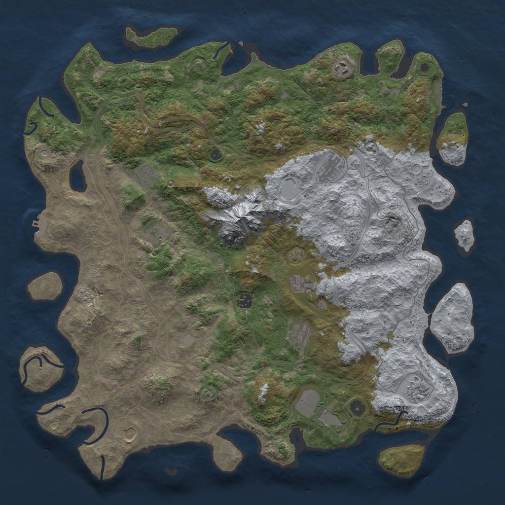 Rust Map: Procedural Map, Size: 5000, Seed: 1934405137, 18 Monuments