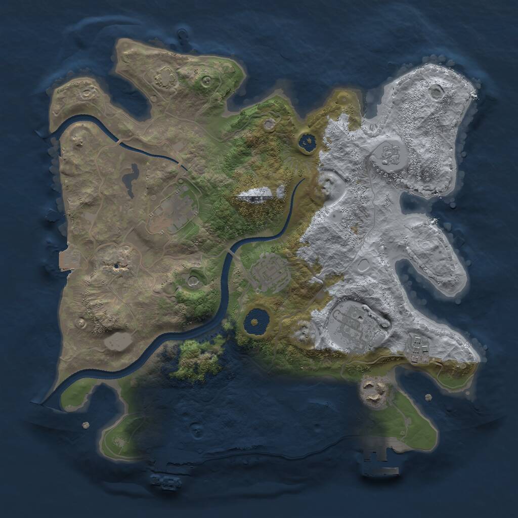 Rust Map: Procedural Map, Size: 3000, Seed: 33241, 11 Monuments