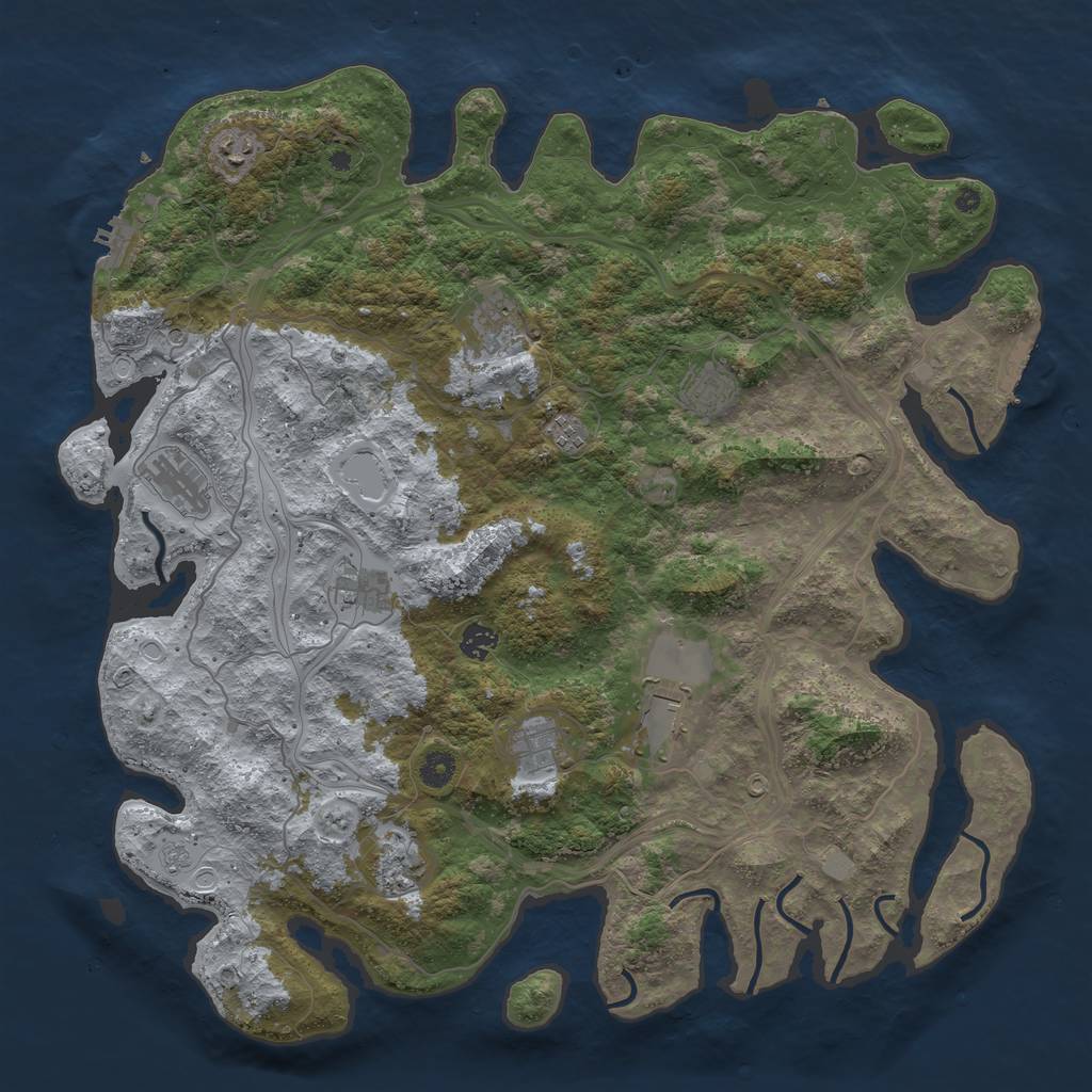 Rust Map: Procedural Map, Size: 4500, Seed: 110299, 19 Monuments