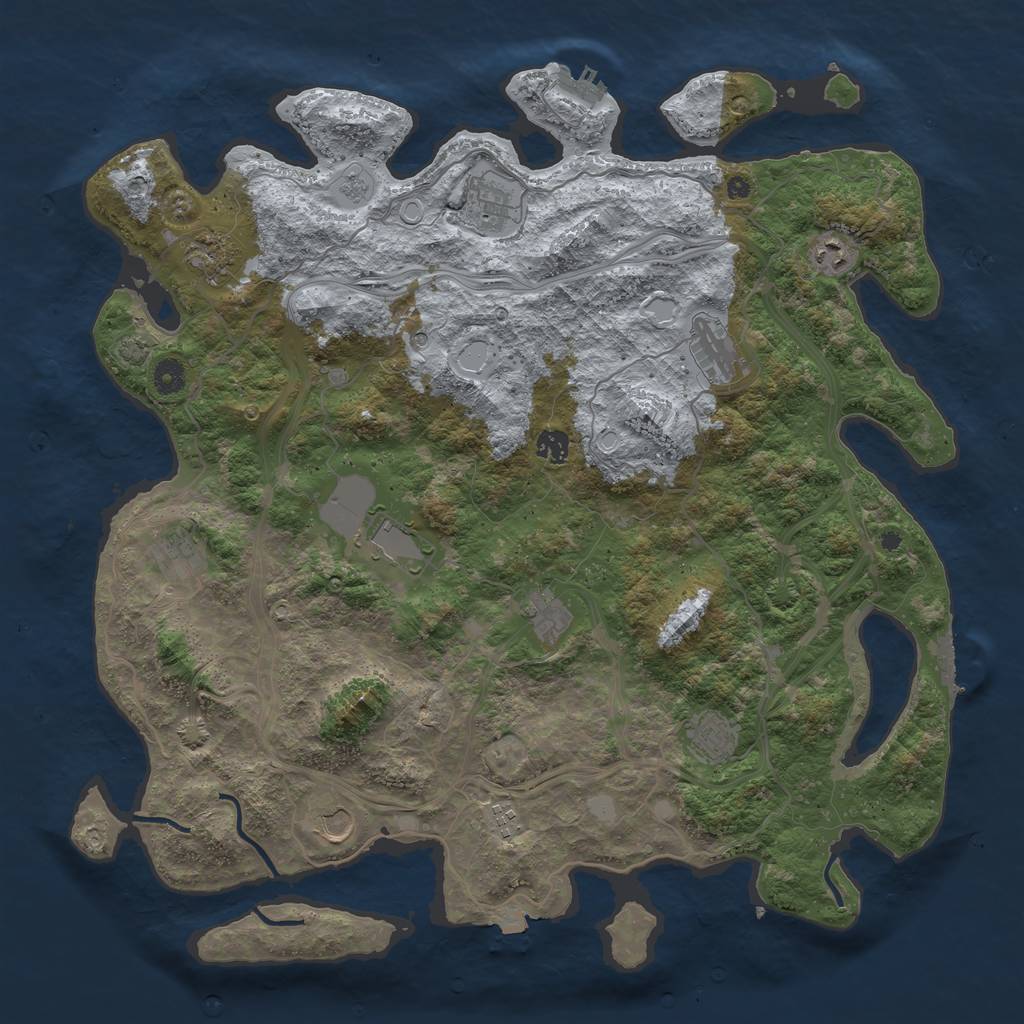 Rust Map: Procedural Map, Size: 4500, Seed: 542360573, 19 Monuments