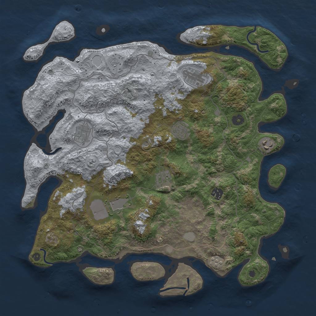 Rust Map: Procedural Map, Size: 4050, Seed: 2098215939, 15 Monuments