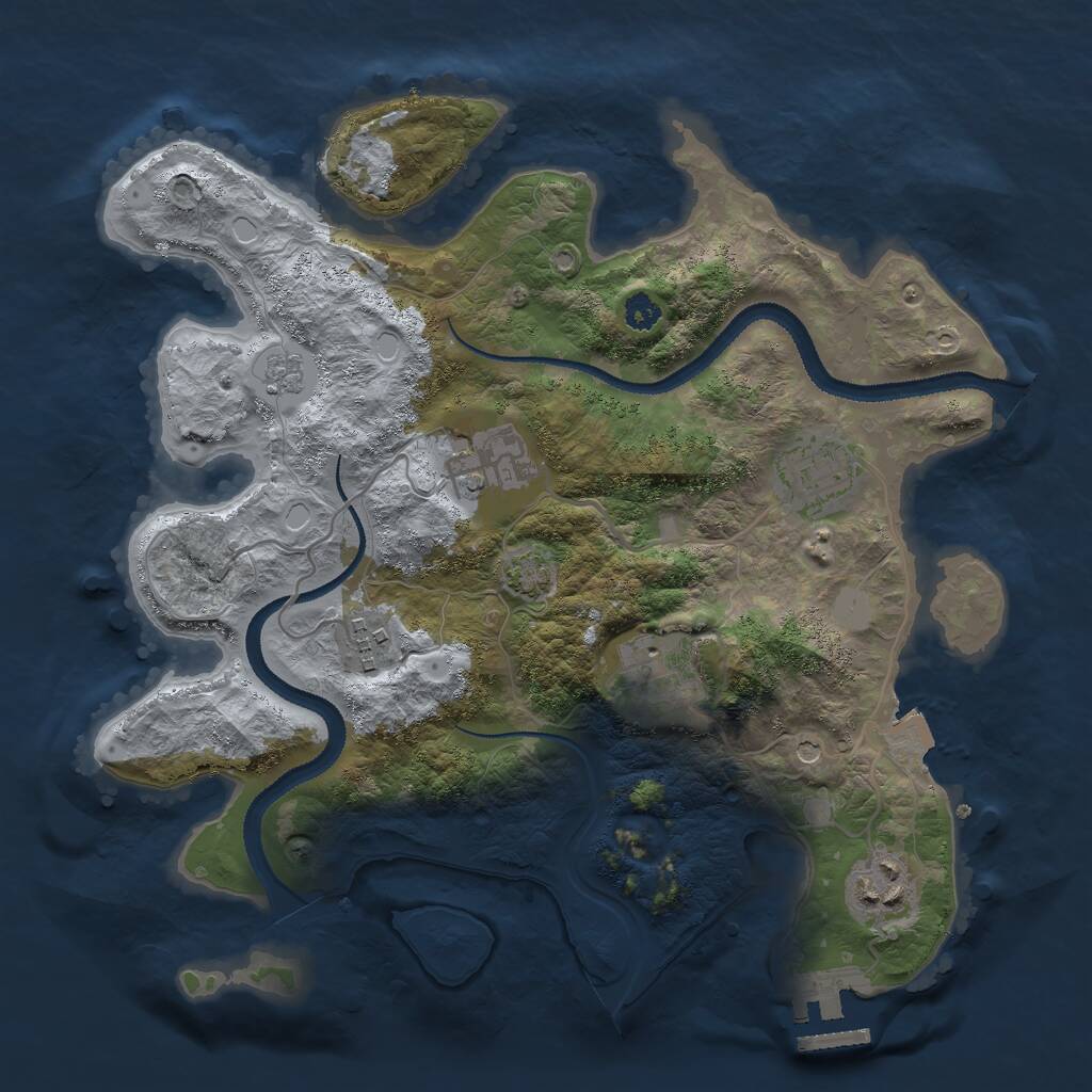 Rust Map: Procedural Map, Size: 3000, Seed: 1250830648, 10 Monuments