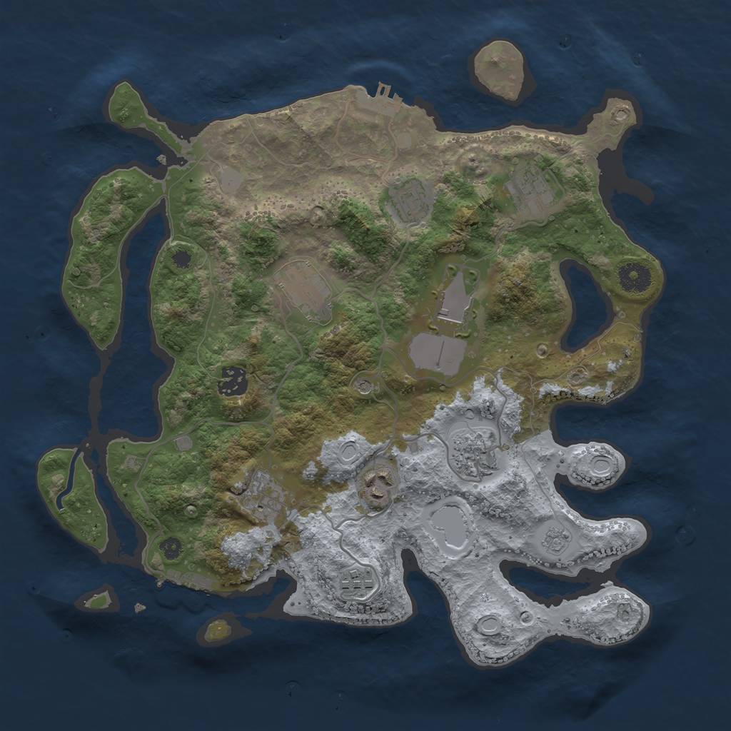 Rust Map: Procedural Map, Size: 3500, Seed: 834620780, 18 Monuments