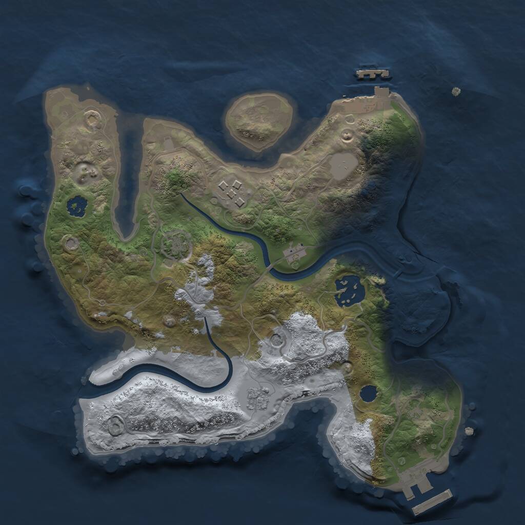 Rust Map: Procedural Map, Size: 2500, Seed: 13564, 8 Monuments