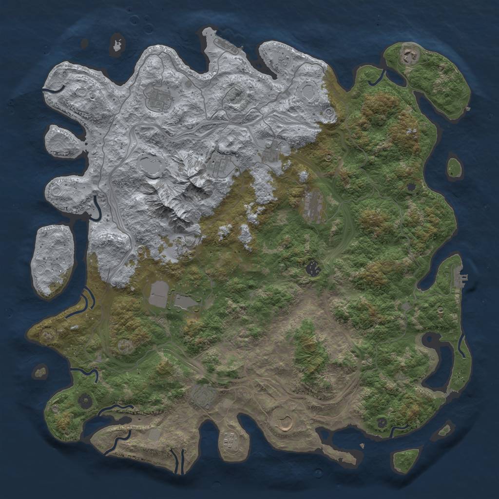 Rust Map: Procedural Map, Size: 5000, Seed: 50025, 18 Monuments