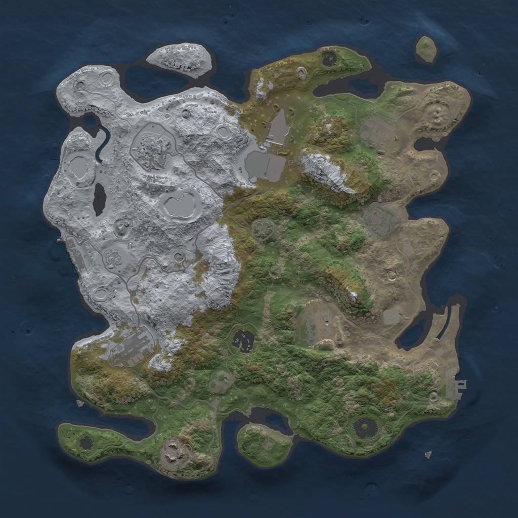 Rust Map: Procedural Map, Size: 3500, Seed: 1231304671, 16 Monuments