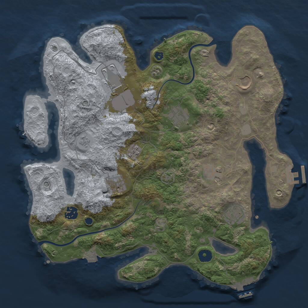 Rust Map: Procedural Map, Size: 3500, Seed: 73635521, 14 Monuments