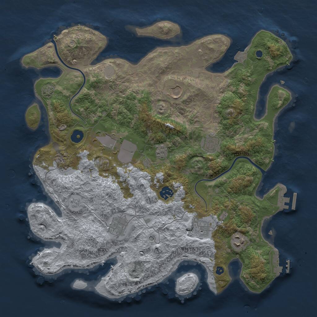 Rust Map: Procedural Map, Size: 3750, Seed: 64636, 15 Monuments