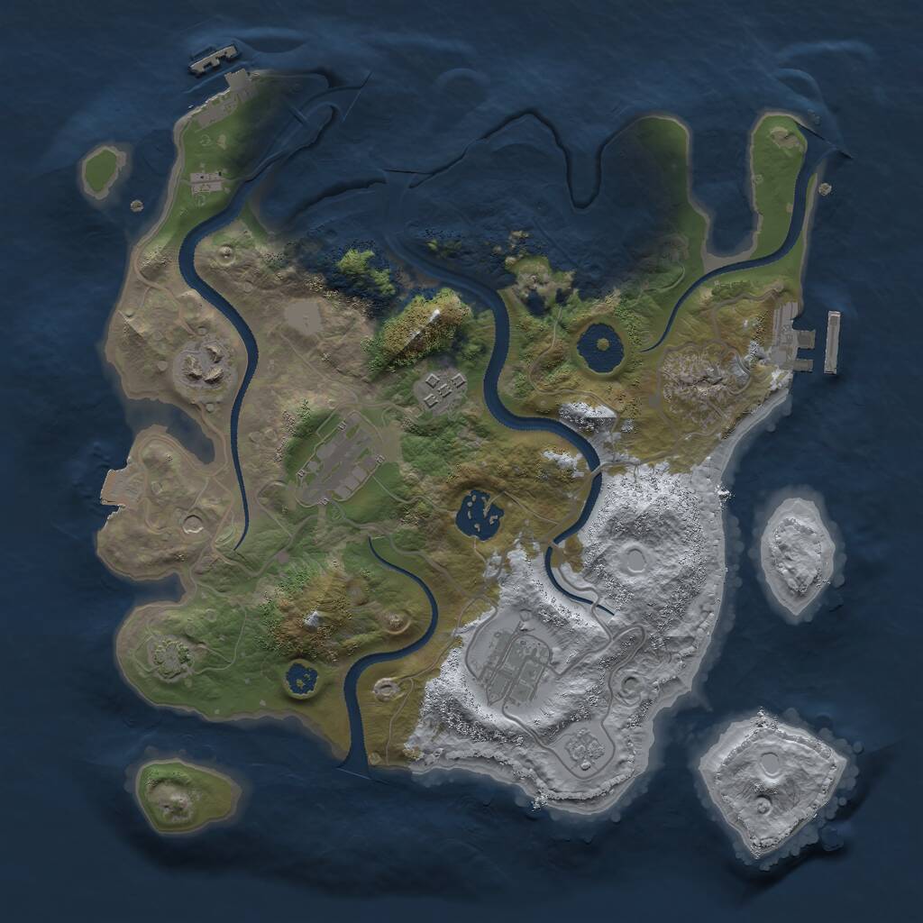 Rust Map: Procedural Map, Size: 3000, Seed: 509432384, 11 Monuments