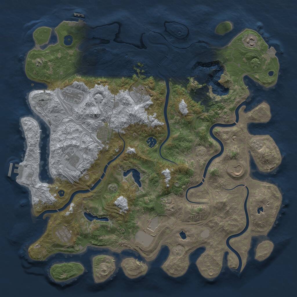 Rust Map: Procedural Map, Size: 4500, Seed: 1299791925, 17 Monuments